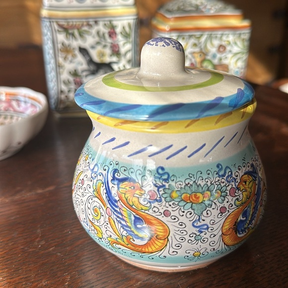 🇮🇹Meridiana Ceramiche hand painted pottery from Italy. Colorful dish with lid - Picture 6 of 16